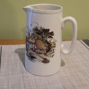 Vintage Ceramic Pitcher with Scenic Design Milk Pitcher